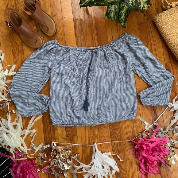 Hollister Tops - Navy and white pin stripe blouse